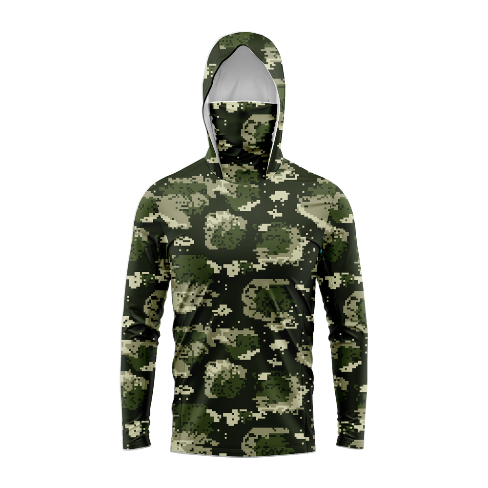 Men Hood Fishing Shirt long sl - Fishing ulasan dan harga